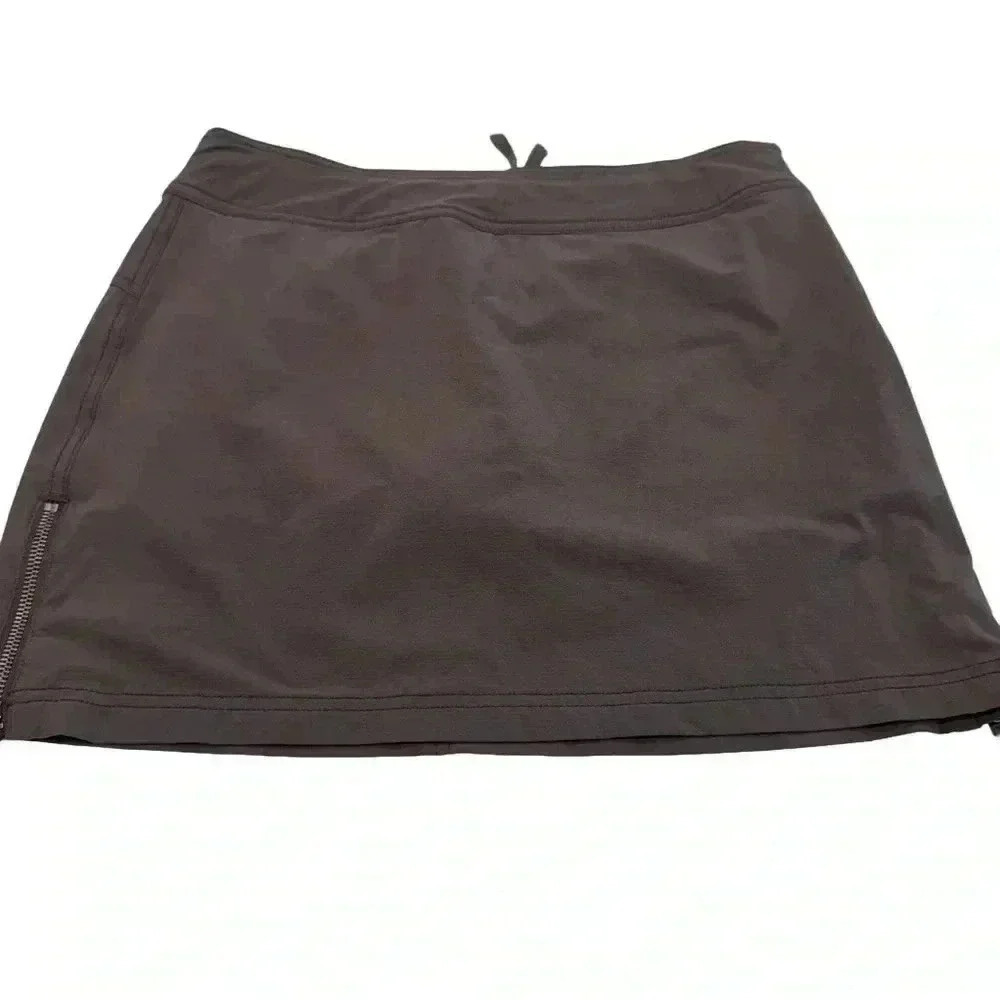 Athleta Skort Athletic Womens Taupe Build In Shorts Side Zip Pockets Size 6